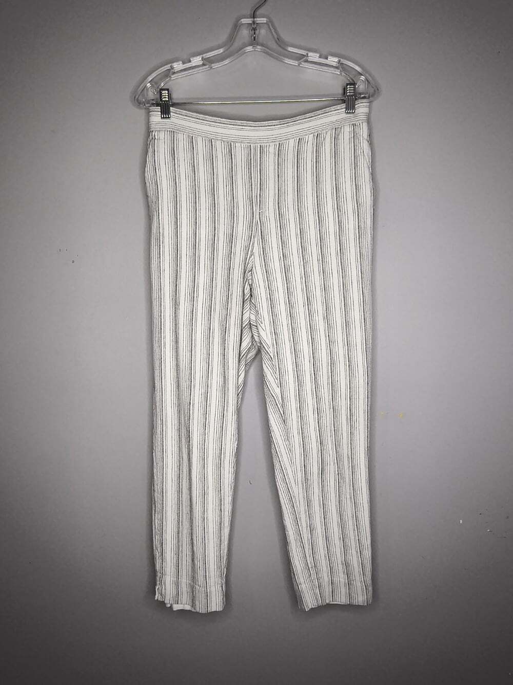 Banana Republic White Pull On Striped Linen Blend Straight Pants Size 6 Hayden